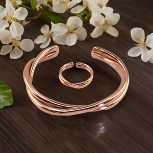 Double Twisted Solid Copper Wire Bracelet With Smooth Edges