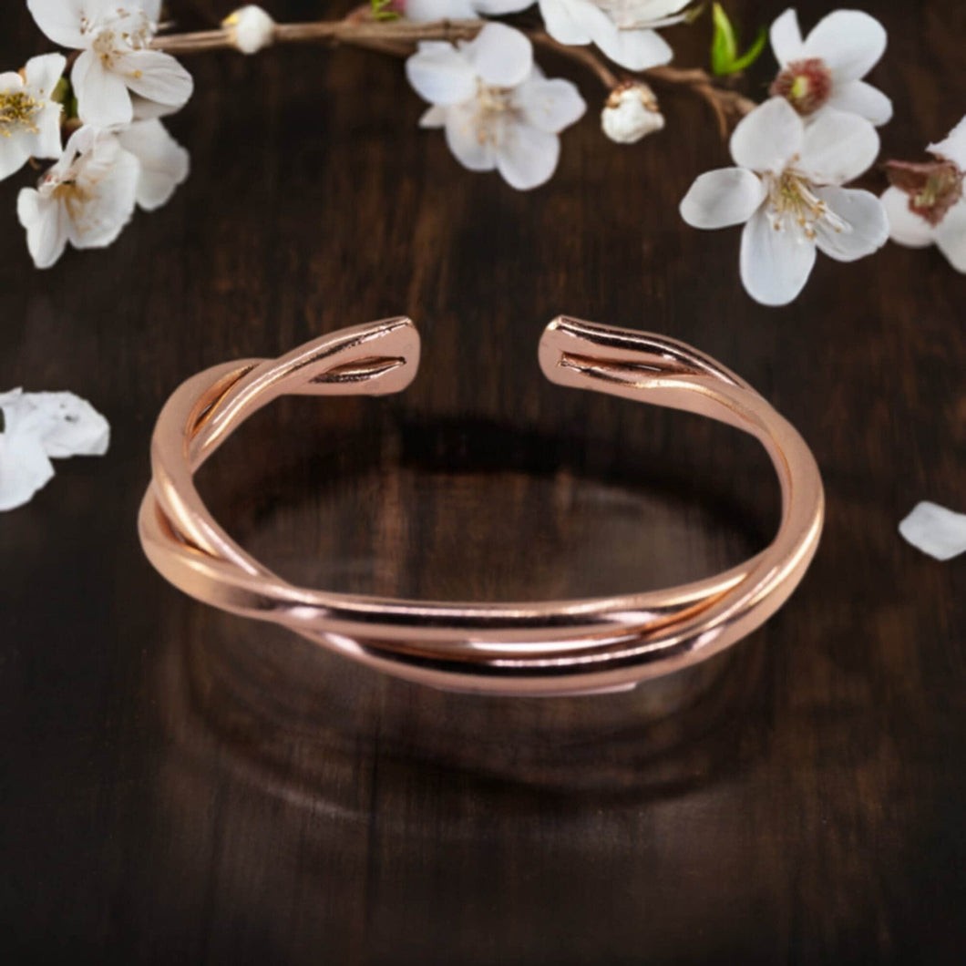 Double Twisted Solid Copper Wire Bracelet With Smooth Edges