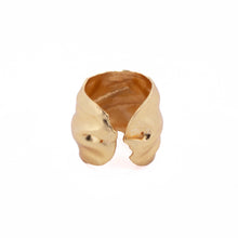 Load image into Gallery viewer, Wide Crumpled Gold Cuff Ring
