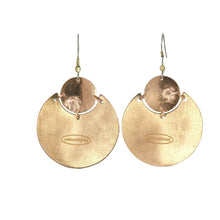 Load image into Gallery viewer, Flora &amp; Fauna Copper Earrings, Dragonfly Split Circle Antique Copper Dangle Style - UrbanroseNYC
