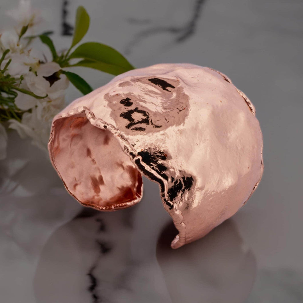 Crumpled Molten Copper Cuff Bracelet