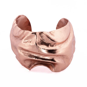 Wide Crumpled Copper Cuff Bracelet