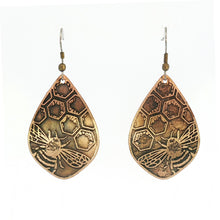 Load image into Gallery viewer, Etched Bumblebee Earrings: Rustic Antique Copper Earrings (Flora &amp; Fauna Collection) - UrbanroseNYC
