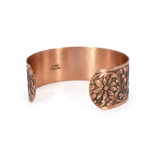 Load image into Gallery viewer, Solid Copper Cuff - Embossed Floral - UrbanroseNYC

