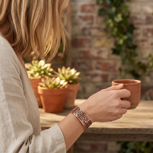 Load image into Gallery viewer, Solid Copper Cuff - Embossed Floral - UrbanroseNYC
