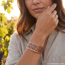 Load image into Gallery viewer, Solid Copper Cuff - Embossed Floral - UrbanroseNYC

