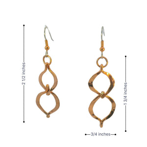 Pure Copper 2-Tier Dangle Earrings With Hypoallergenic Steel Ear Wires