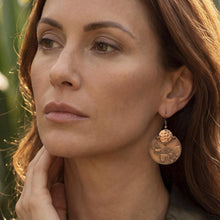 Load image into Gallery viewer, Flora &amp; Fauna Copper Earrings, Bumblebee Split Circle Antique Copper Dangle Style - UrbanroseNYC
