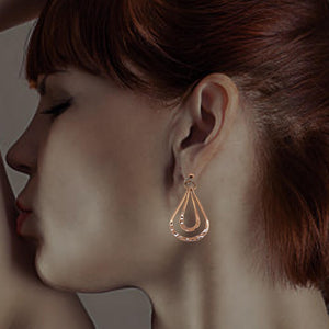 Pure Copper Teardrop Dangle Earrings With Hypoallergenic Steel Ear Wires