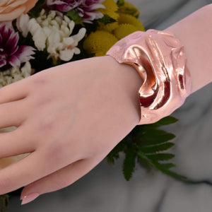 Wide Crumpled Copper Cuff Bracelet