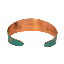 Load image into Gallery viewer, Verdigris Copper Cuff - Etched Tulip Bracelet With Rustic Patina Finish
