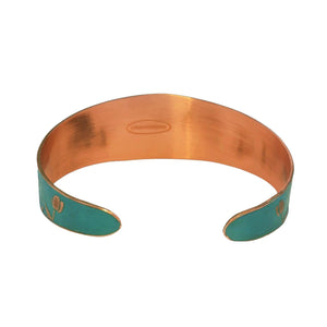 Verdigris Copper Cuff - Etched Tulip Bracelet With Rustic Patina Finish