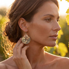 Load image into Gallery viewer, Flora &amp; Fauna Copper Earrings, Butterfly Split Circle Antique Copper Dangle Style - UrbanroseNYC
