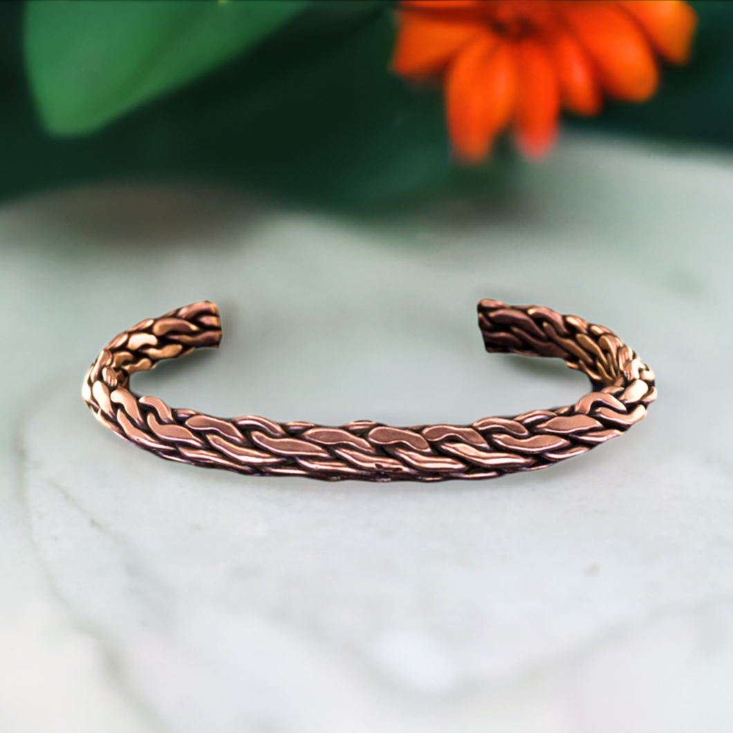 Heavy Rugged Braided Wire Solid Copper Bracelet