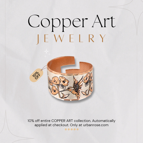 Copper Art Ring - Hummingbird UrbanroseNYC