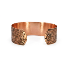 Load image into Gallery viewer, Solid Copper Cuff - Rose Design - UrbanroseNYC
