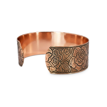 Load image into Gallery viewer, Solid Copper Cuff - Rose Design - UrbanroseNYC
