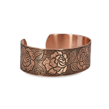 Load image into Gallery viewer, Solid Copper Cuff - Rose Design - UrbanroseNYC
