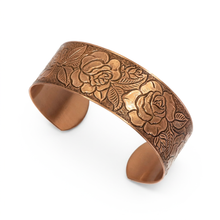 Load image into Gallery viewer, Solid Copper Cuff - Rose Design - UrbanroseNYC
