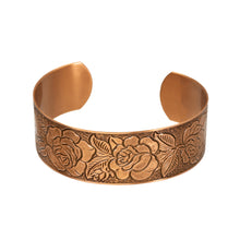 Load image into Gallery viewer, Solid Copper Cuff - Rose Design - UrbanroseNYC
