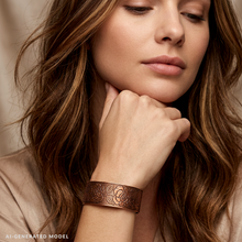 Load image into Gallery viewer, Solid Copper Cuff - Rose Design - UrbanroseNYC
