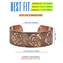 Load image into Gallery viewer, Solid Copper Cuff - Rose Design - UrbanroseNYC
