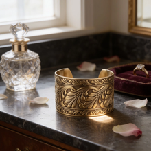 Load image into Gallery viewer, Solid Brass Cuff - Scroll Design - UrbanroseNYC
