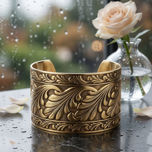 Load image into Gallery viewer, Solid Brass Cuff - Scroll Design - UrbanroseNYC
