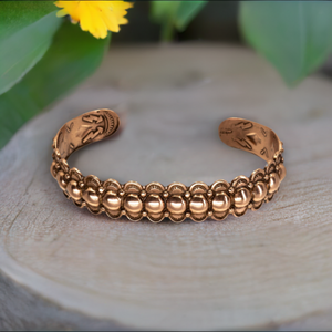 Solid Copper Beaded Cuff - UrbanroseNYC