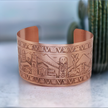 Load image into Gallery viewer, Solid Copper Cuff - Mexican Motif - UrbanroseNYC
