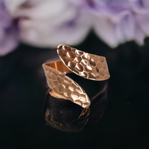 Solid Copper Wrap Ring - Hammered Design - UrbanroseNYC