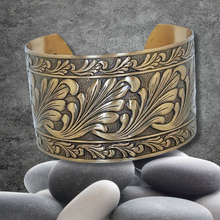 Load image into Gallery viewer, Solid Brass Cuff - Scroll Design UrbanroseNYC
