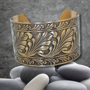 Solid Brass Cuff - Scroll Design UrbanroseNYC
