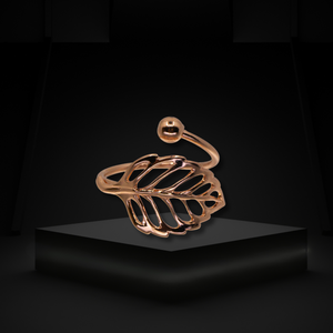 Solid Copper Bypass Ring - Cutout Leaf UrbanroseNYC