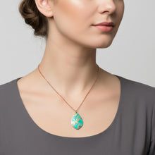 Load image into Gallery viewer, Etched Copper Dragonfly Pendant: Verdigris Patina, 22" Rolo Chain - UrbanroseNYC
