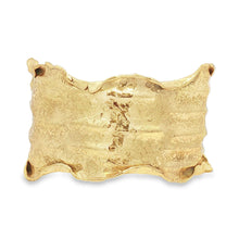 Load image into Gallery viewer, 24K Overlay Copper Base Cuff Bracelet: Torn Edge Crinkled Design, Gold Foil Statement Cuff - UrbanroseNYC
