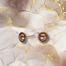 Load image into Gallery viewer, Solid Copper Stud Earrings - Rope Border UrbanroseNYC
