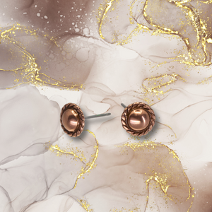 Solid Copper Stud Earrings - Rope Border UrbanroseNYC