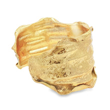 Load image into Gallery viewer, 24K Overlay Copper Base Cuff Bracelet: Torn Edge Crinkled Design, Gold Foil Statement Cuff - UrbanroseNYC
