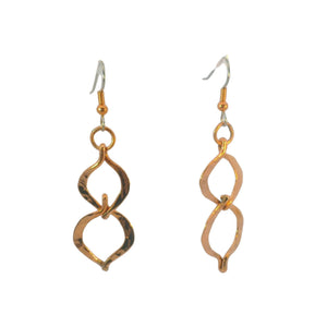 Pure Copper 2-Tier Dangle Earrings With Hypoallergenic Steel Ear Wires