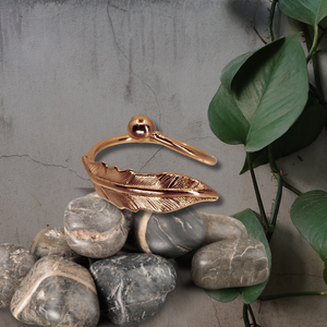 Solid Copper Bypass Ring - Feather UrbanroseNYC