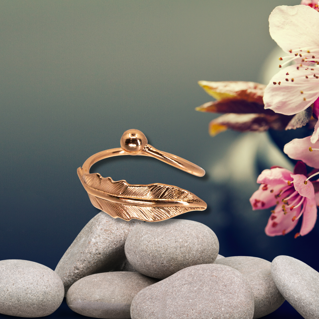 Solid Copper Bypass Ring - Feather UrbanroseNYC