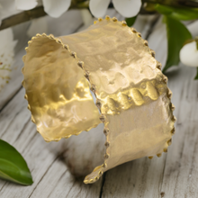 Load image into Gallery viewer, Solid Brass Statement Cuff Bracelet With Fluted Edges
