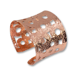 Solid Copper Wide Cutout Statement Cuff Bracelet