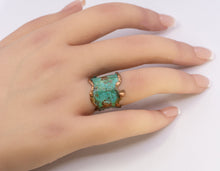 Load image into Gallery viewer, Solid Copper Statement Patina Cuff Ring With Molten Copper Edging
