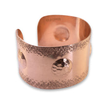 Load image into Gallery viewer, Solid Copper Statement Cuff Bracelet With Puffed Circles
