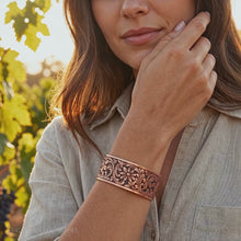 Load and play video in Gallery viewer, Solid Copper Cuff - Embossed Floral
