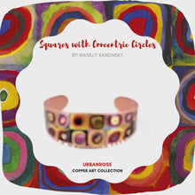 Load and play video in Gallery viewer, Copper Art Cuff - Kandinsky Squares With Concentric Circles
