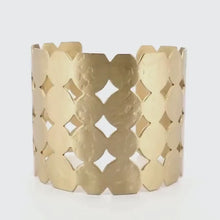 Load and play video in Gallery viewer, Luxury Brass Statement Cuff Bracelet With Joined Circles
