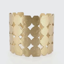 Load and play video in Gallery viewer, Luxury Brass Statement Cuff Bracelet With Joined Circles
